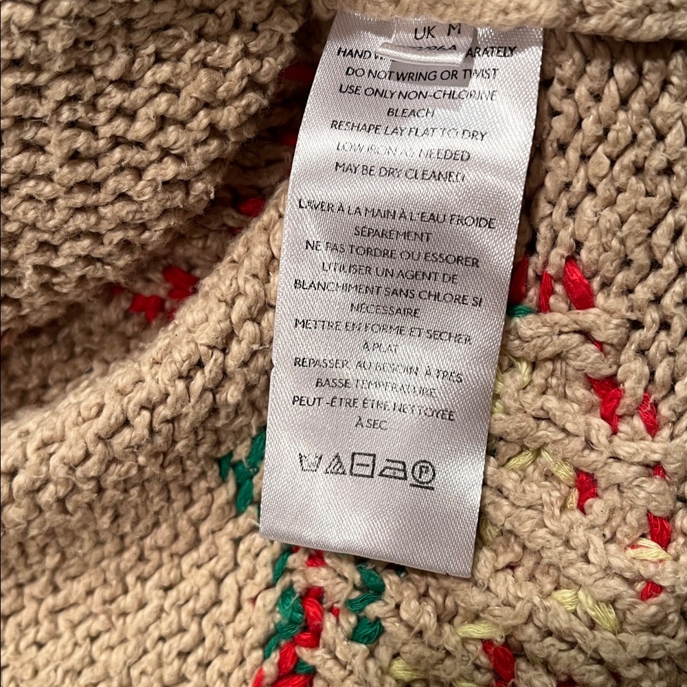Free People Strawberry Fields Knit Crop Beige Sweater Peasant Sleeves- Medium - Picture 7 of 7